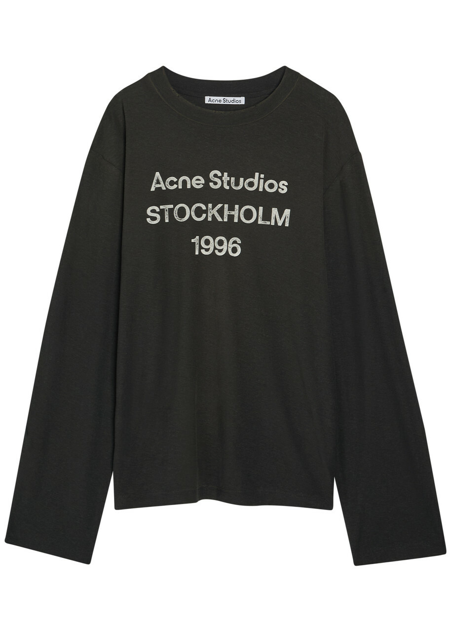 Acne Studios Logo-print Long-sleeve Cotton-blend T-shirt Black Other
