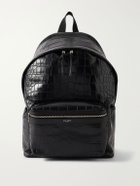 SAINT LAURENT - City Croc-Effect Leather Backpack