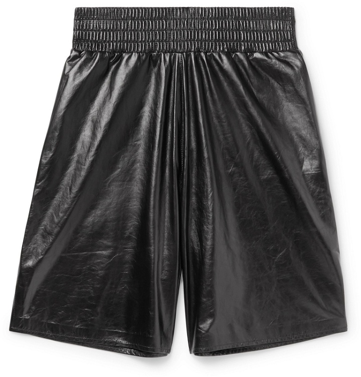 Photo: Bottega Veneta - Wide-Leg Leather Bermuda Shorts - Black