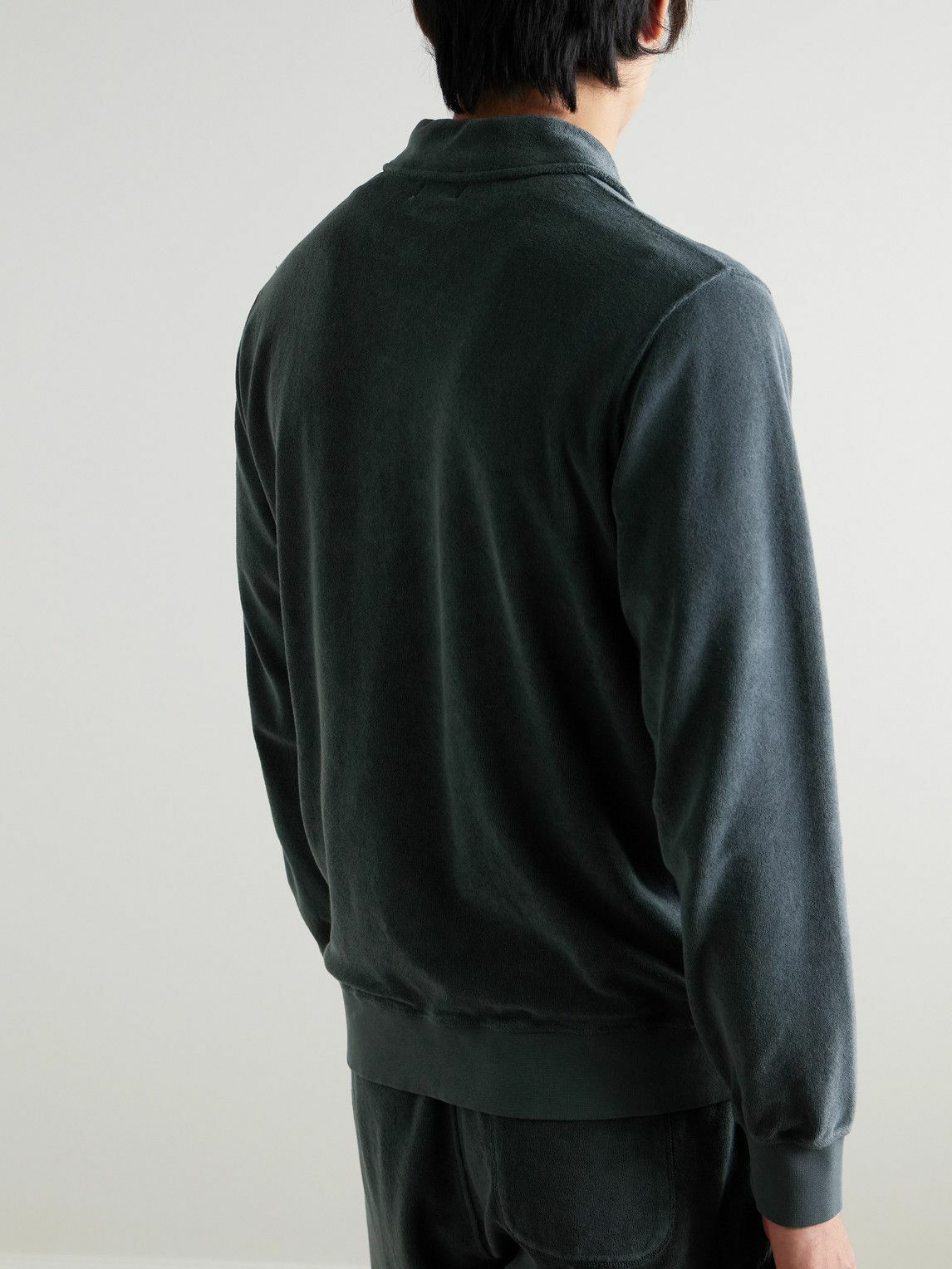 Hartford - Cotton-Blend Terry Half-Zip Sweatshirt - Gray