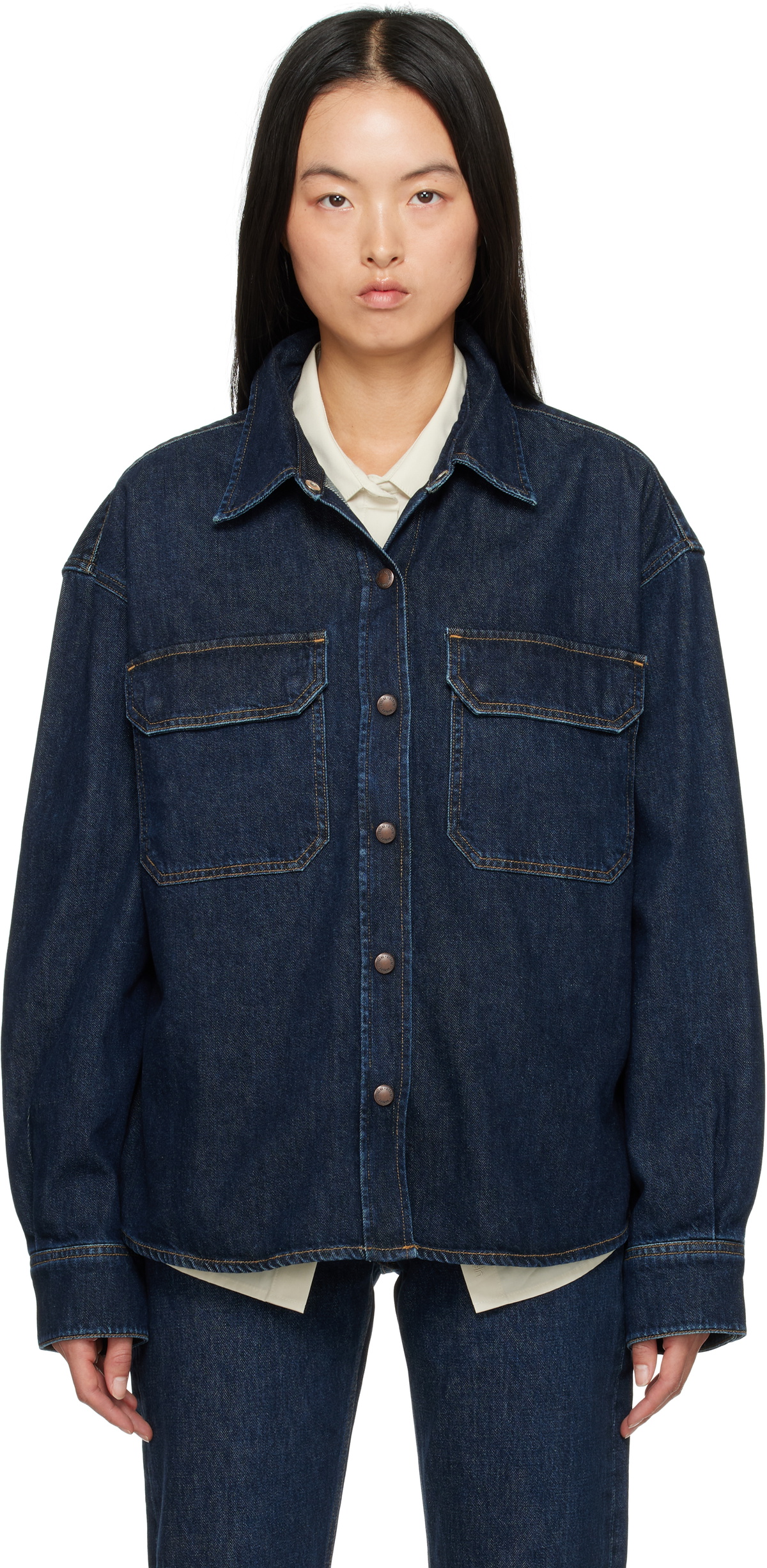 AGOLDE Navy Gwen Slice Denim Shirt