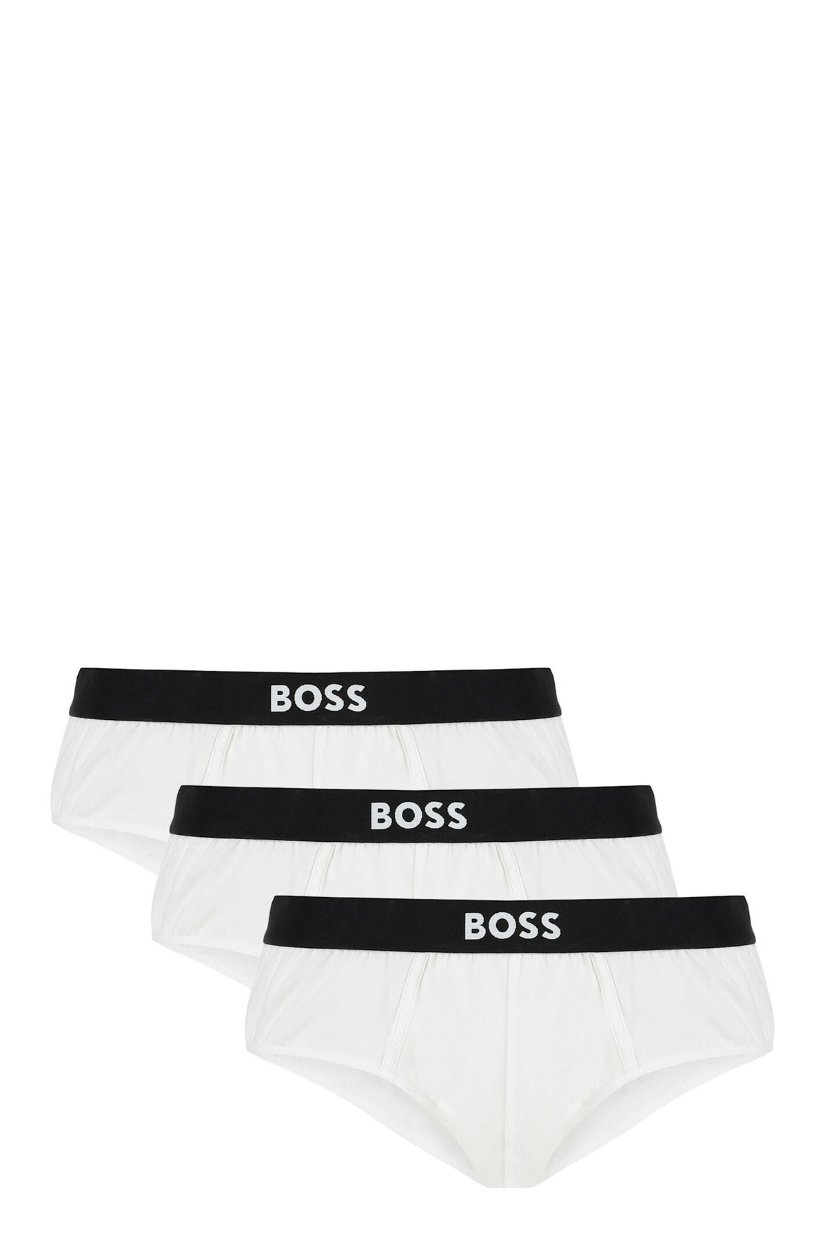 Hugo Boss Set Of Three Cotton Briefs With Logoed Elastic Band