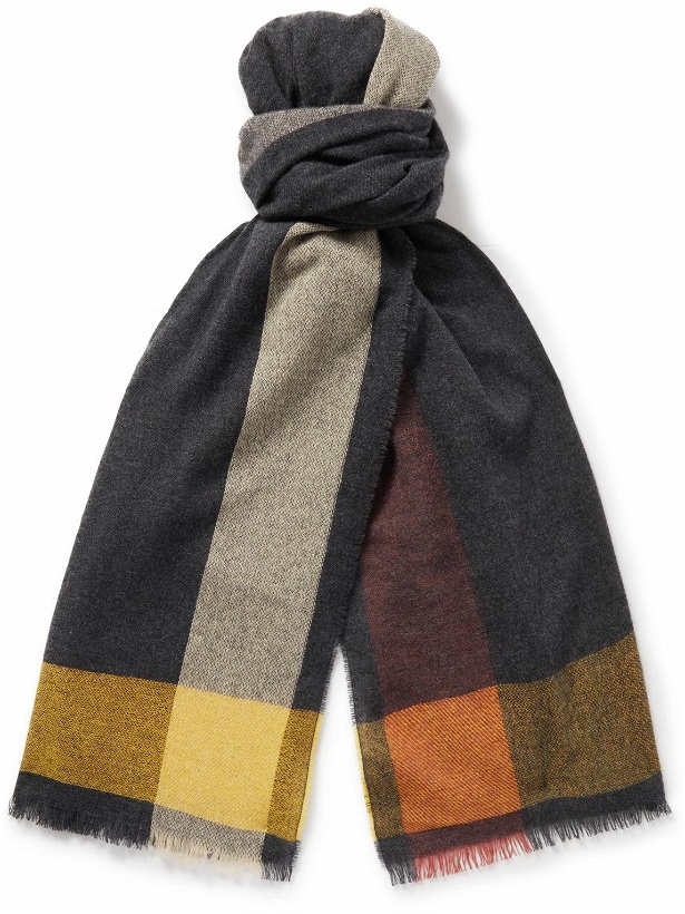 Photo: Johnstons of Elgin - Frayed Checked Cashmere Scarf