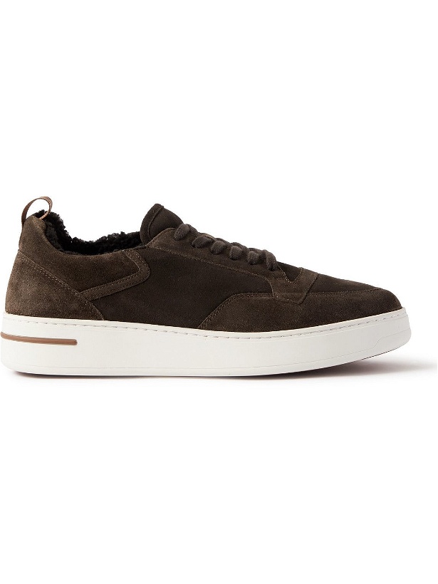 Photo: Loro Piana - Newport Shearling-Trimmed Two-Tone Suede Sneakers - Brown