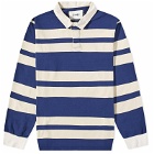 Drake's Men's Stripe Rugby Shirt in Navy/White