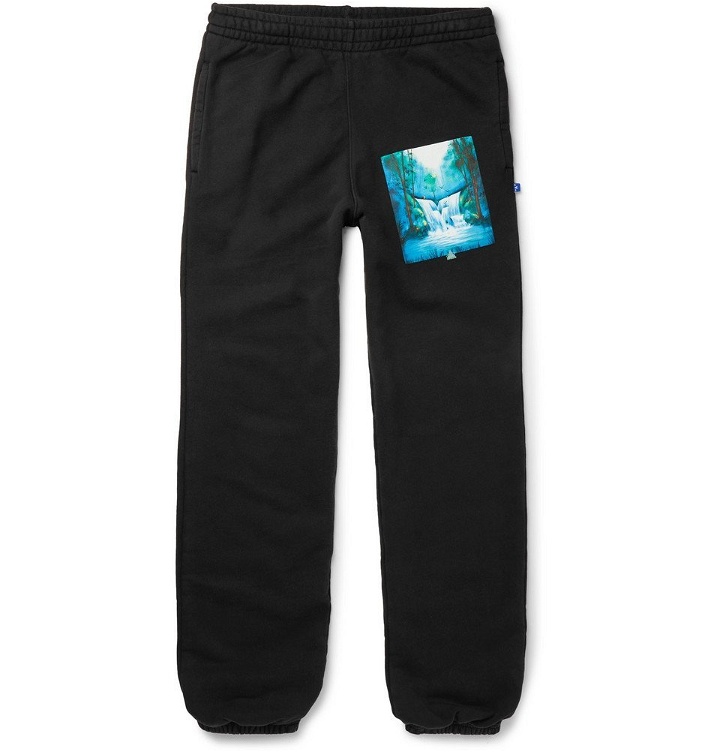 Photo: Off-White - Slim-Fit Printed Loopback Cotton-Jersey Sweatpants - Black