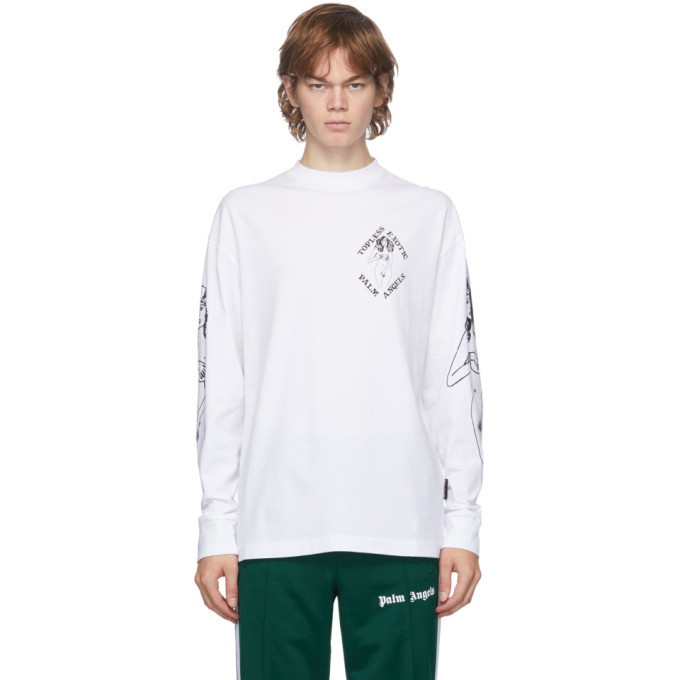 Photo: Palm Angels White Small Exotic Club Long Sleeve T-Shirt