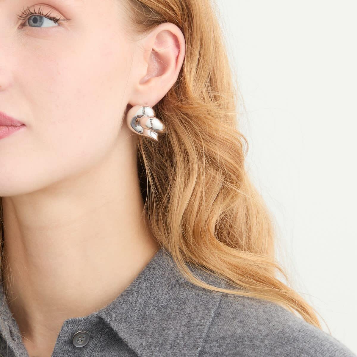 Missoma Women's x Lucy Williams Knot Oversized Stud Earrings in Silver 