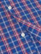 Stockholm Surfboard Club - Club Camp-Collar Checked Logo-Print Woven Shirt - Blue