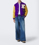 ERL Leather-trimmed wool-blend bomber jacket