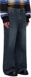 Juun.J Blue Washed Double Waist Jeans