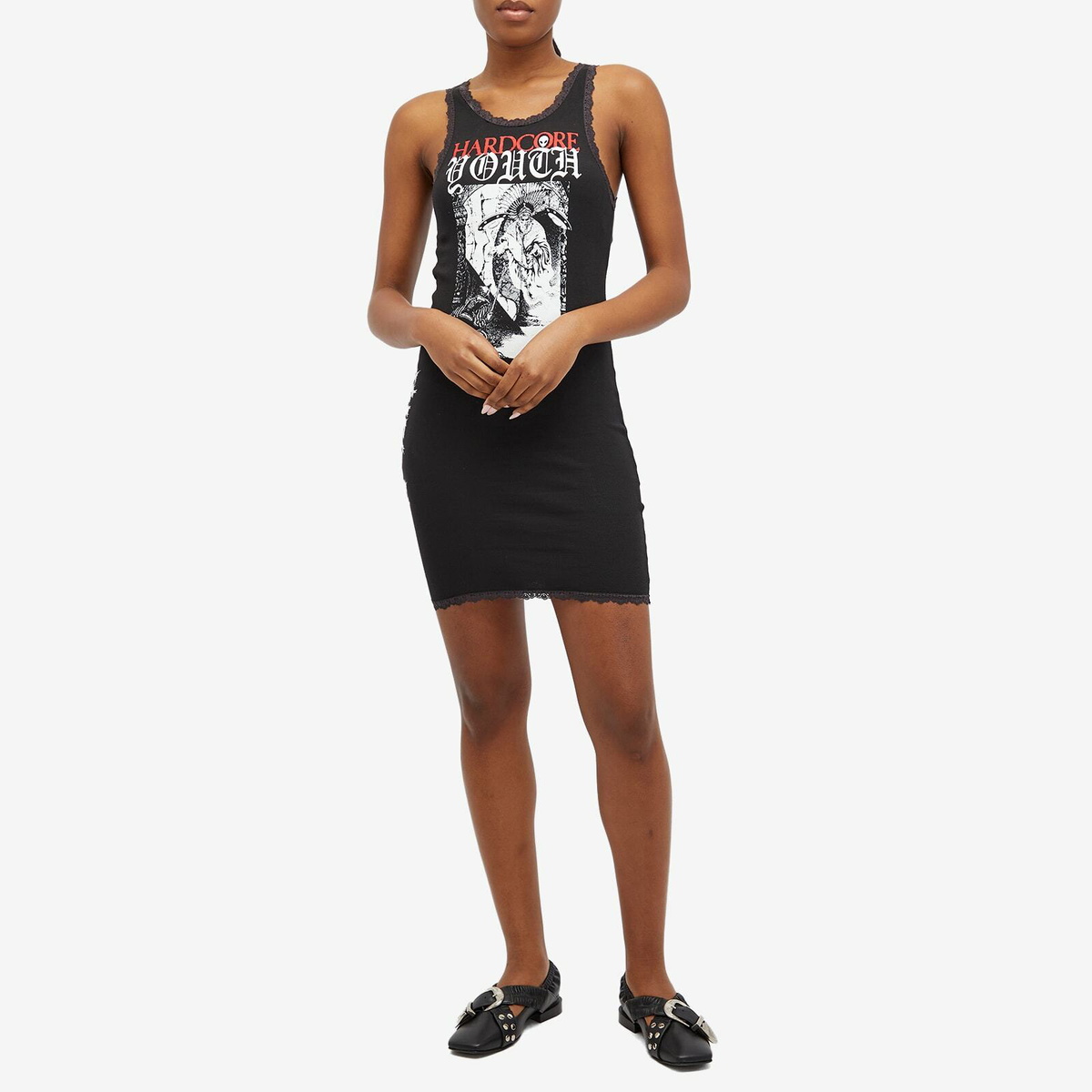 Aries Women's Hardcore Lace Trim Vest Dress in Black ARIES