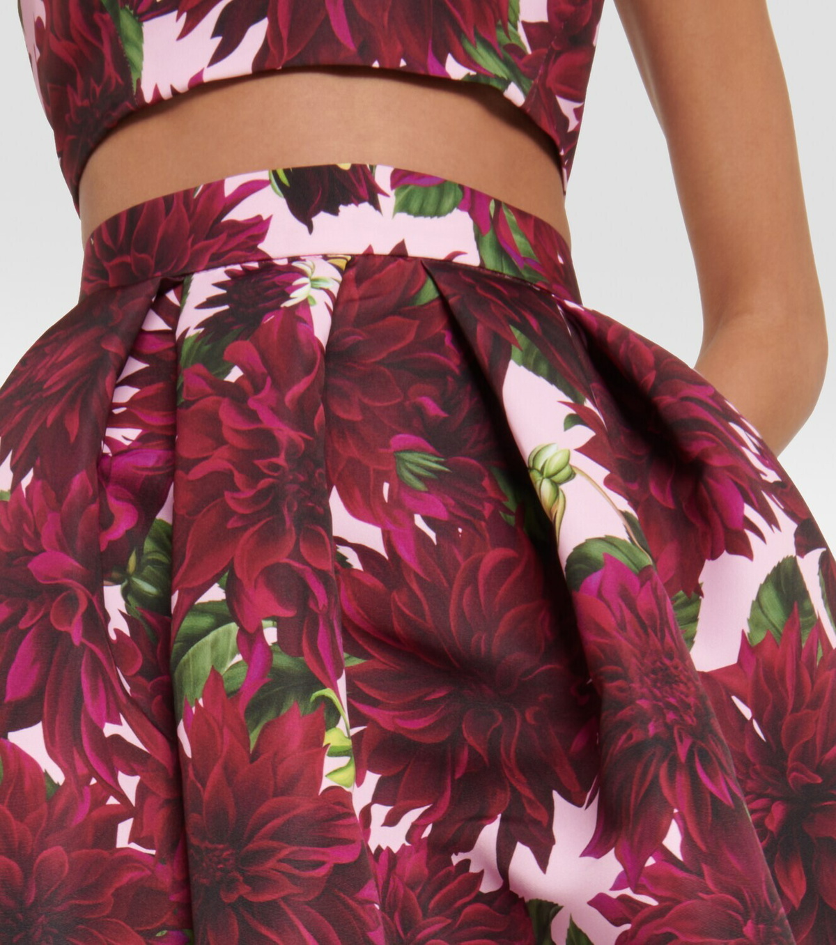 Oscar de la Renta Dahlia floral faille midi skirt Oscar de la Renta