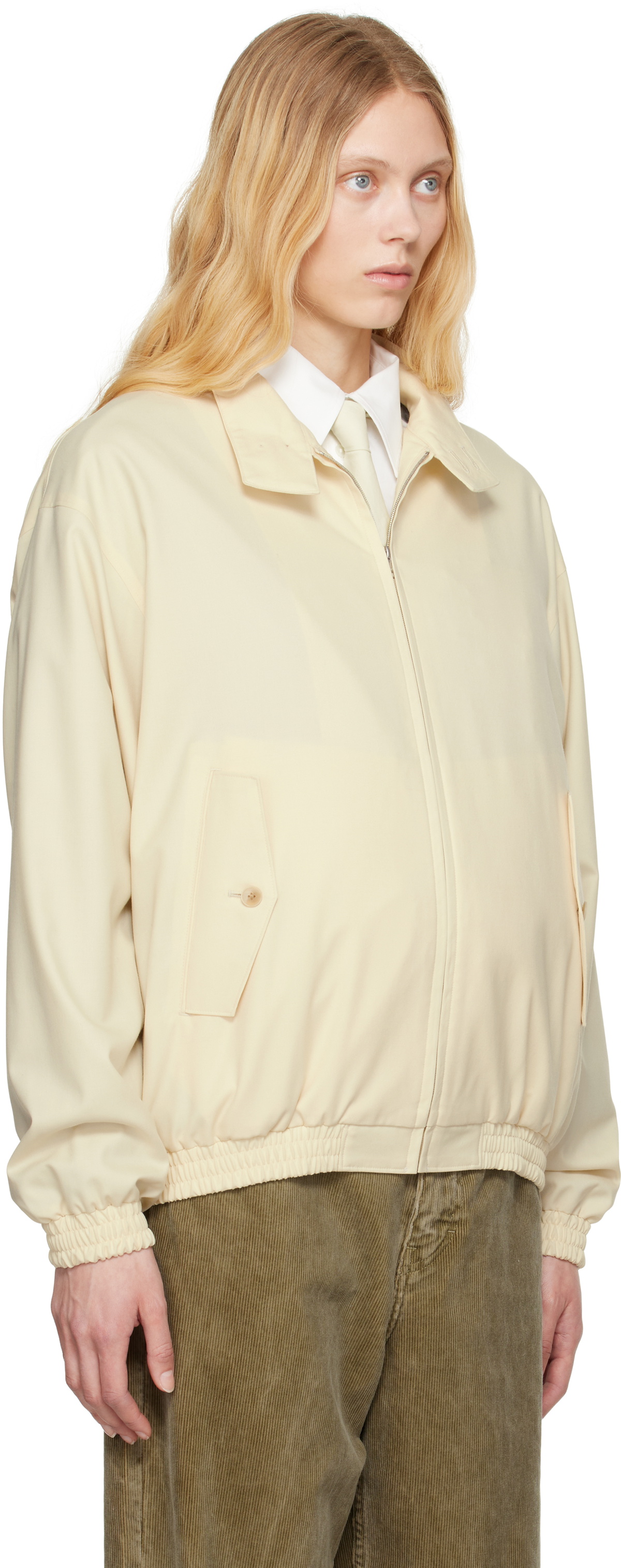 AURALEE Beige Super Fine Tropical Wool Zip Jacket