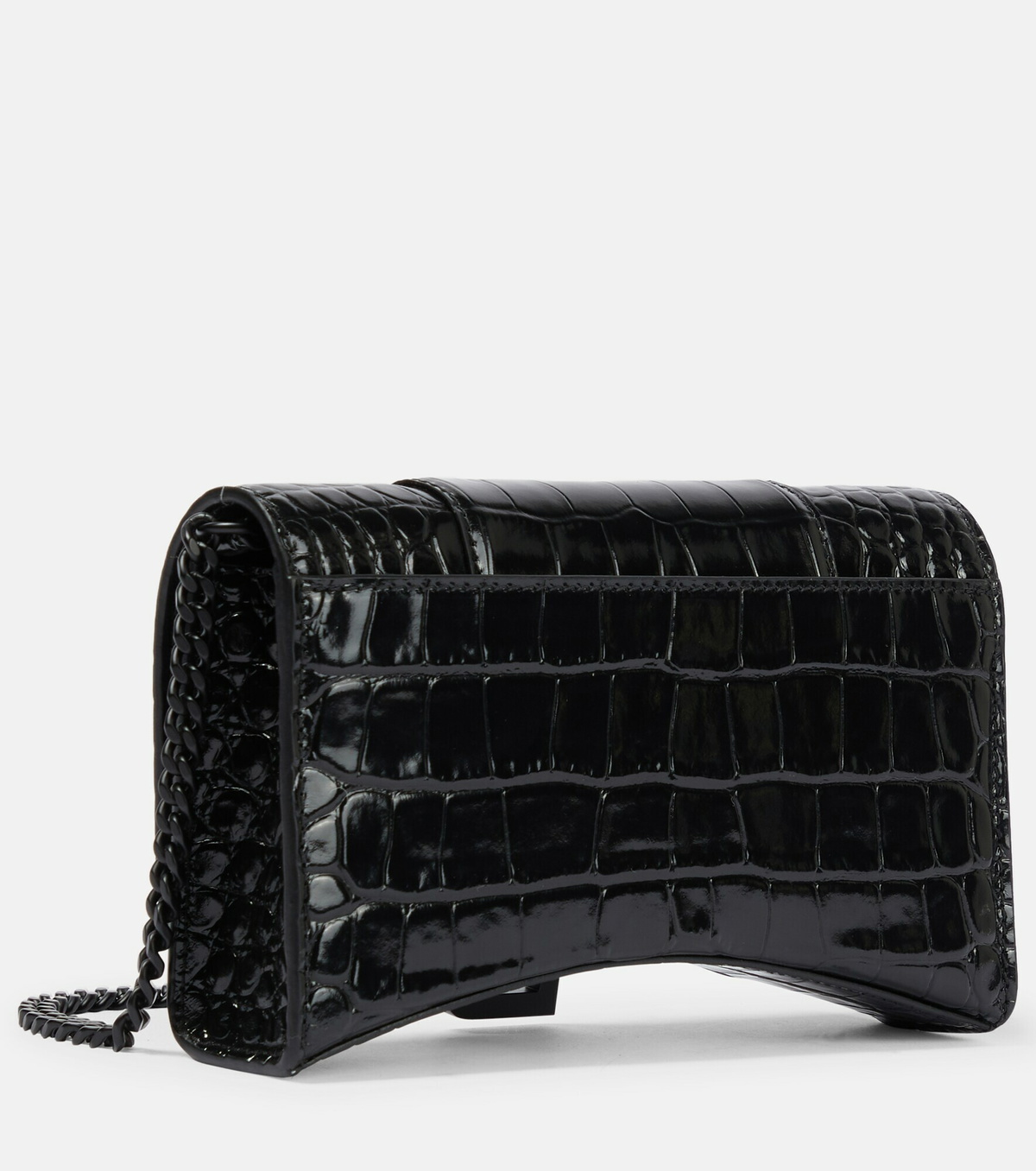 Balenciaga - Hourglass croc-effect leather wallet on chain