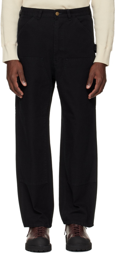 Photo: South2 West8 Black Double Knee Painter Trousers