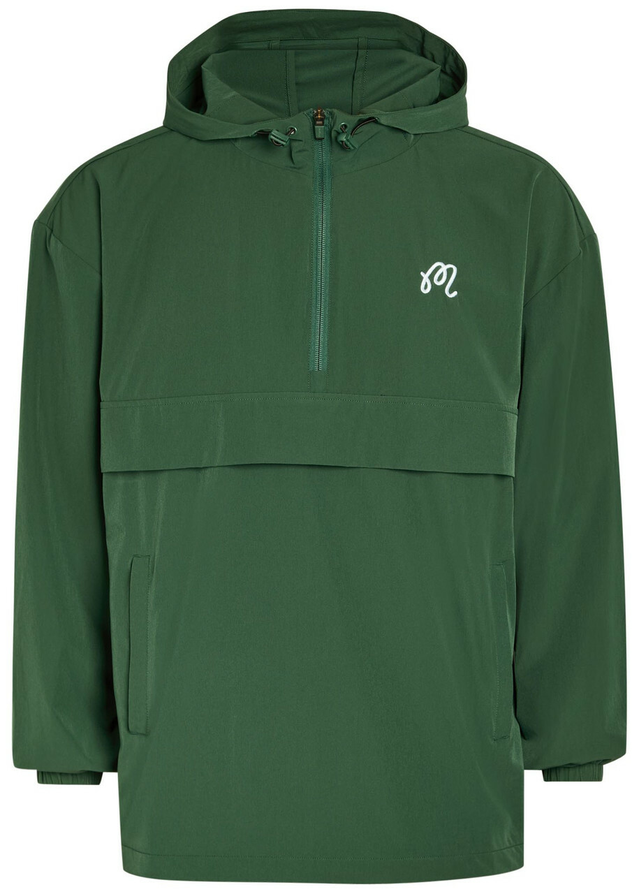 Malbon Ridge Logo Hooded Stretch-shell Anorak Jacket Green
