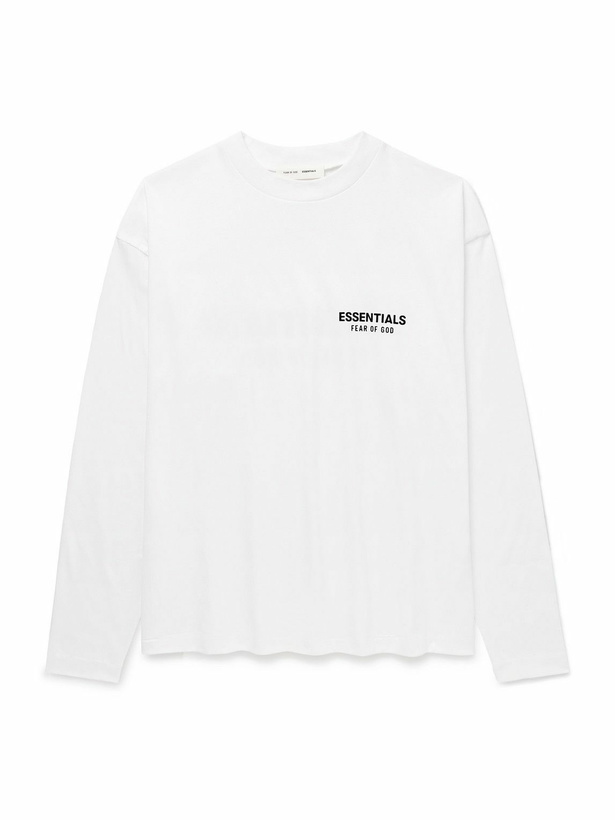 Photo: FEAR OF GOD ESSENTIALS - Logo-Appliquéd Cotton-Jersey T-Shirt - White