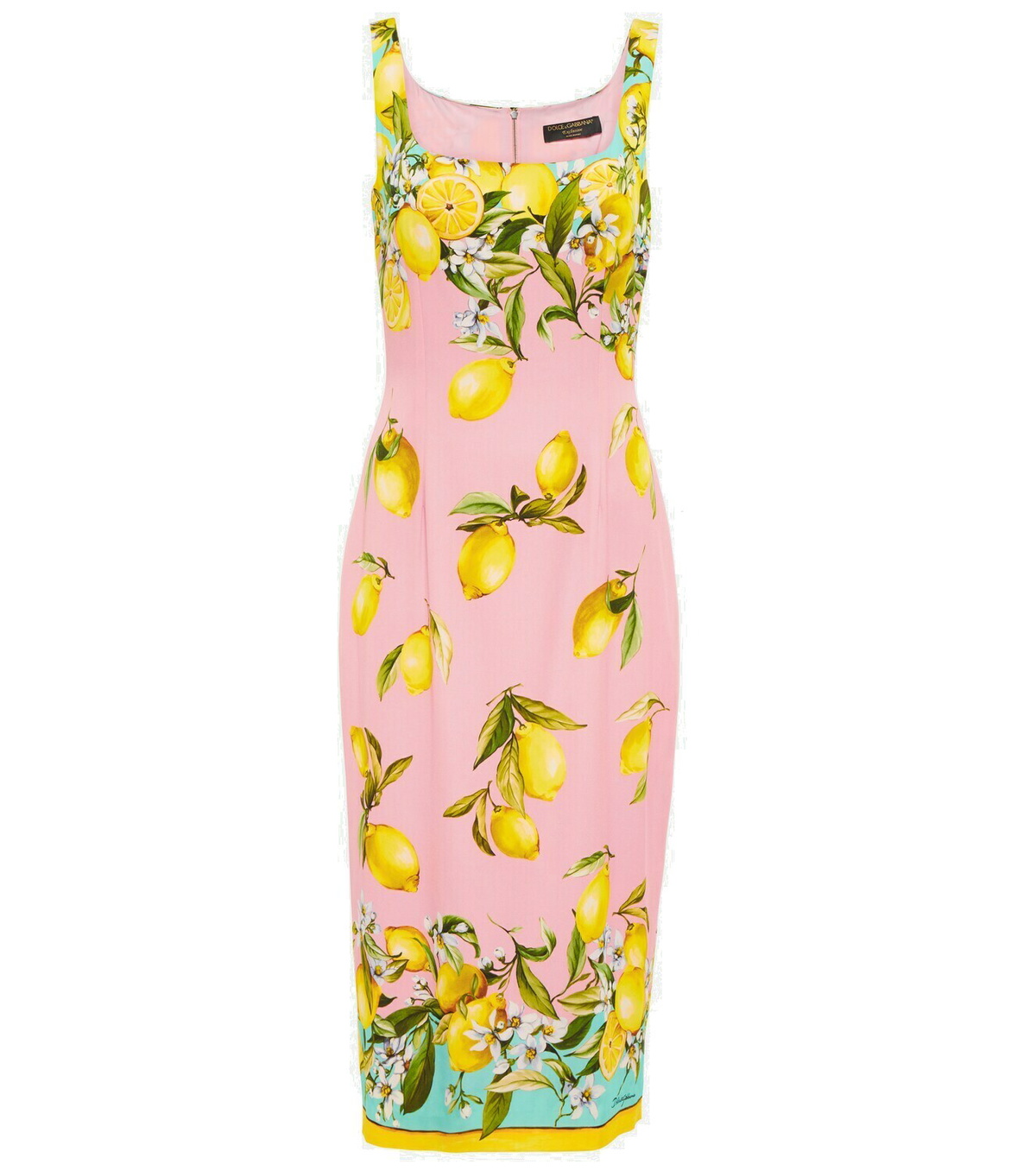 Dolce & Gabbana Beige Silk Madonne Print Short Sleeve Dress