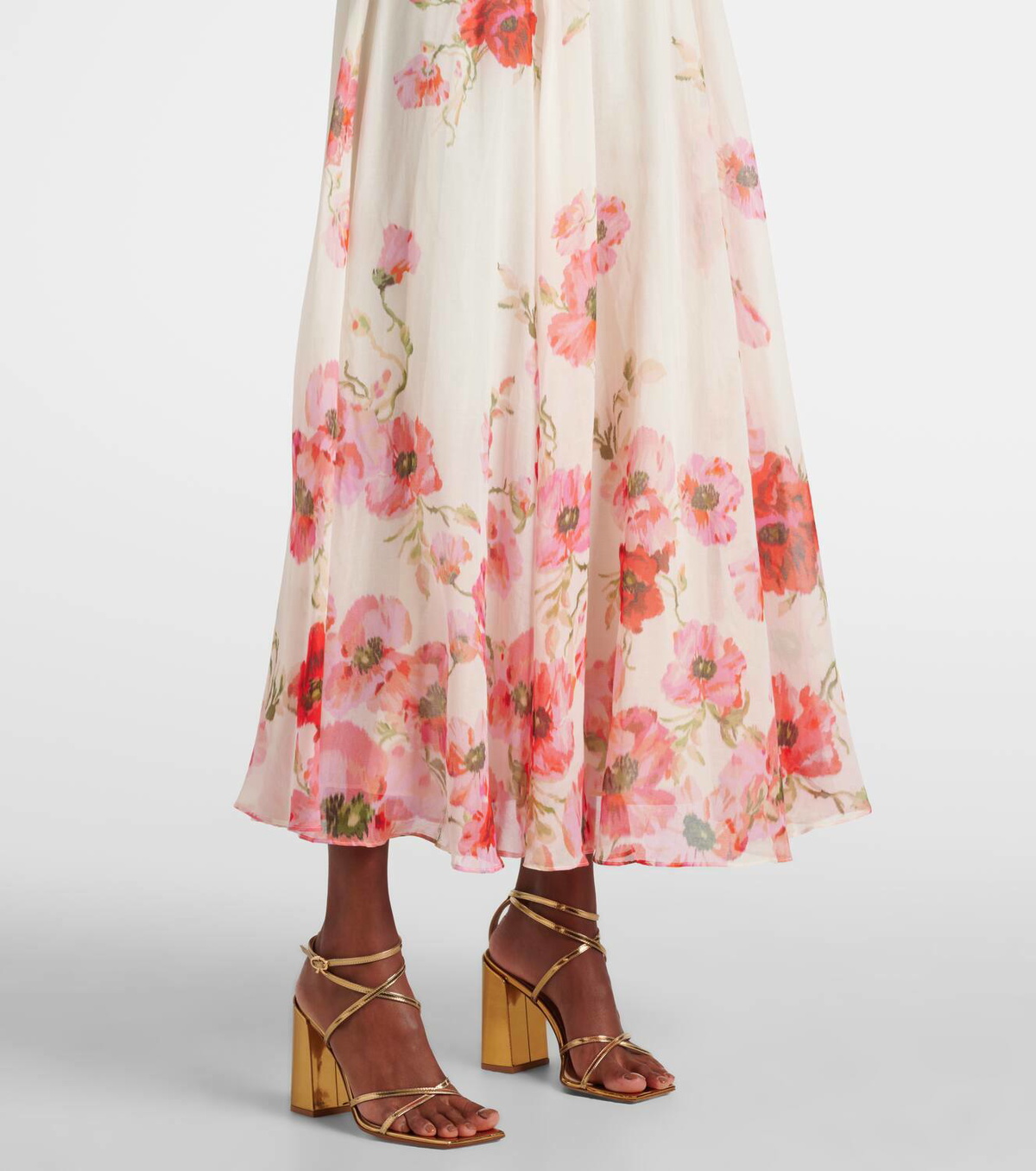【Zimmermann】LIGHTBURST フローラル コットン ミディスカート ZIMMERMANN Lightburst floral-print Midi Skirt | Blue | FARFETCH