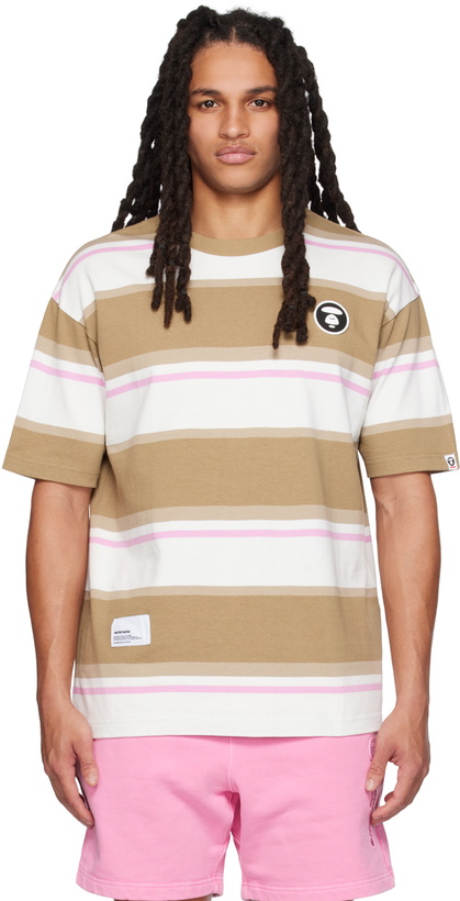 Photo: AAPE by A Bathing Ape Beige Moonface Patch T-Shirt