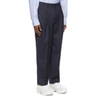 Juun.J Navy and White Wool Stripe Wide-Fit Trousers
