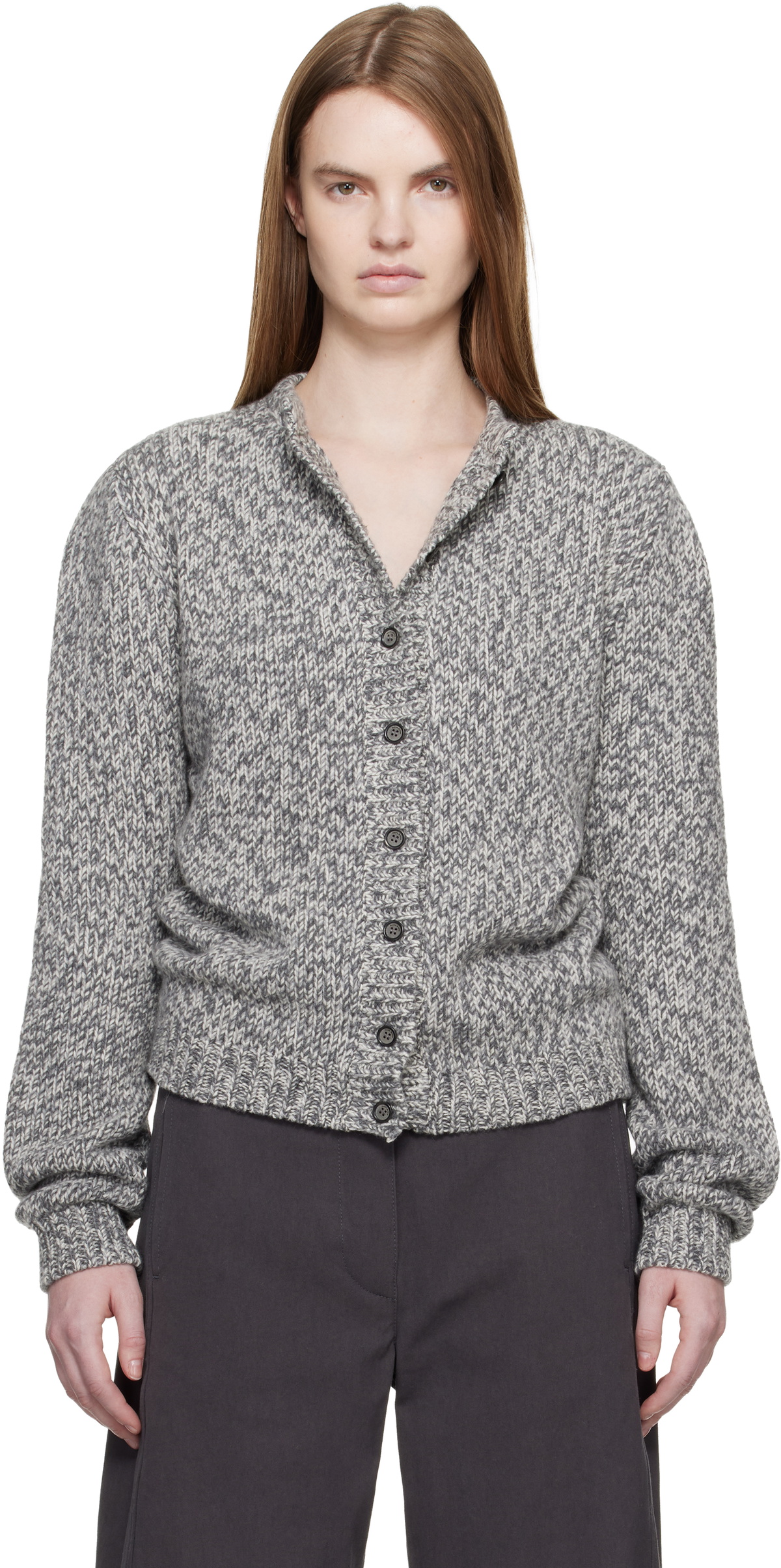 Magda Butrym Gray Classic Marled Cardigan