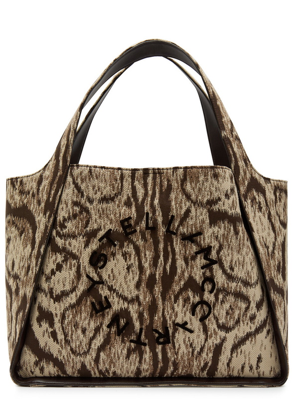 Photo: Stella Mccartney Logo Leopard-jacquard Canvas Tote bag - Brown - One Size