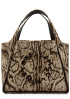 Stella Mccartney Logo Leopard-jacquard Canvas Tote bag - Brown - One Size
