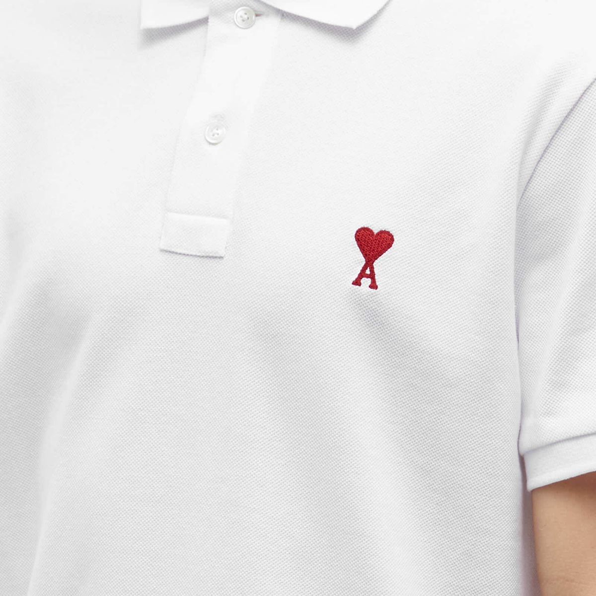 ★★AMI PARIS★★ Red Heart Logo Short Sleeve Polo Shirt Whi AMI Paris Men's Small A Heart Polo Shirt in White AMI