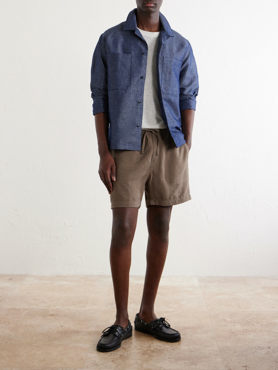 NN07 - Ryder 5971 Straight-Leg TENCEL™-Blend Drawstring Shorts - Brown