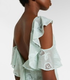 Self-Portrait Embroidered ruffled georgette maxi dress