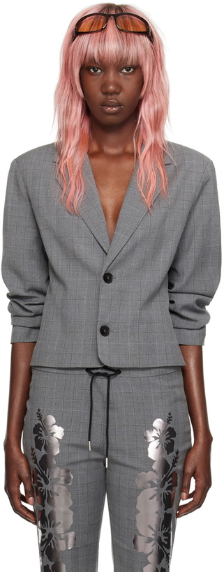 Photo: I'm Sorry by Petra Collins SSENSE Exclusive Gray Mimi Wade Edition Shrunken Blazer