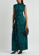 Diane Von Furstenberg Geri Zebra-print Jersey Maxi Dress Blue
