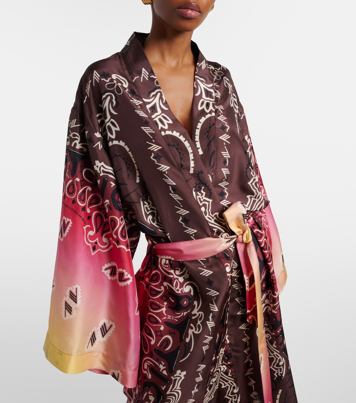 The Attico Printed silk beach cover-up