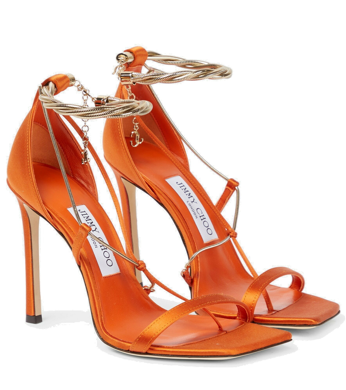 【24SS NEW】Jimmy Choo_woman/ AMOS ヒール サンダル 110 Jimmy Choo - Odessa 110 embellished satin sandals Jimmy Choo