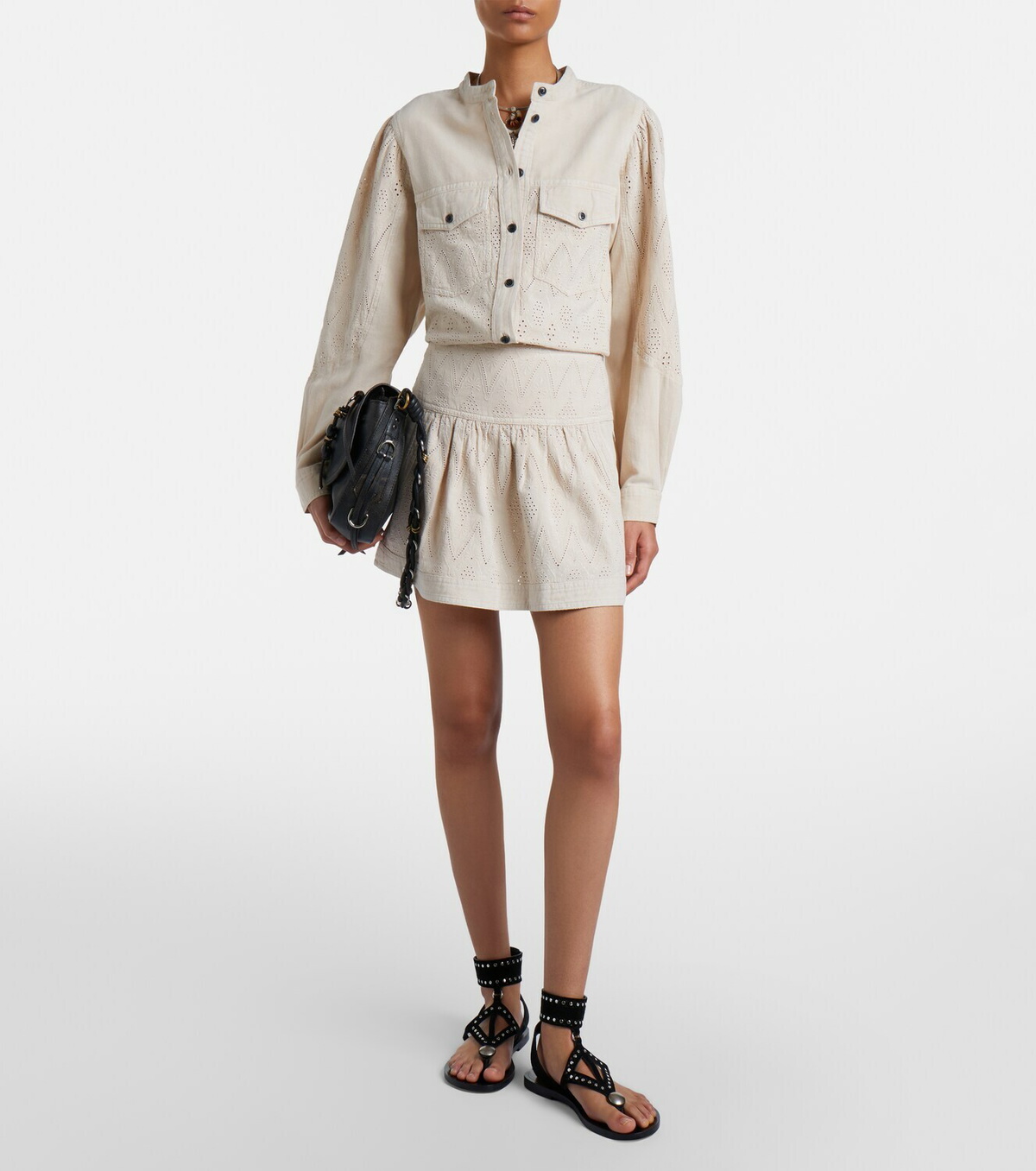 Marant Etoile Kelise broderie anglaise cotton miniskirt