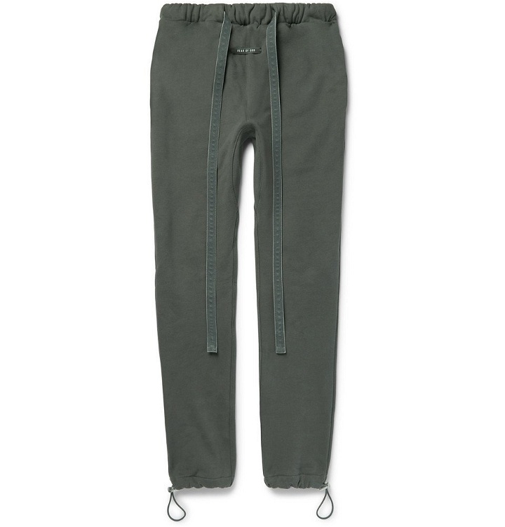 Photo: Fear of God - Slim-Fit Tapered Loopback Cotton-Jersey Sweatpants - Gray green