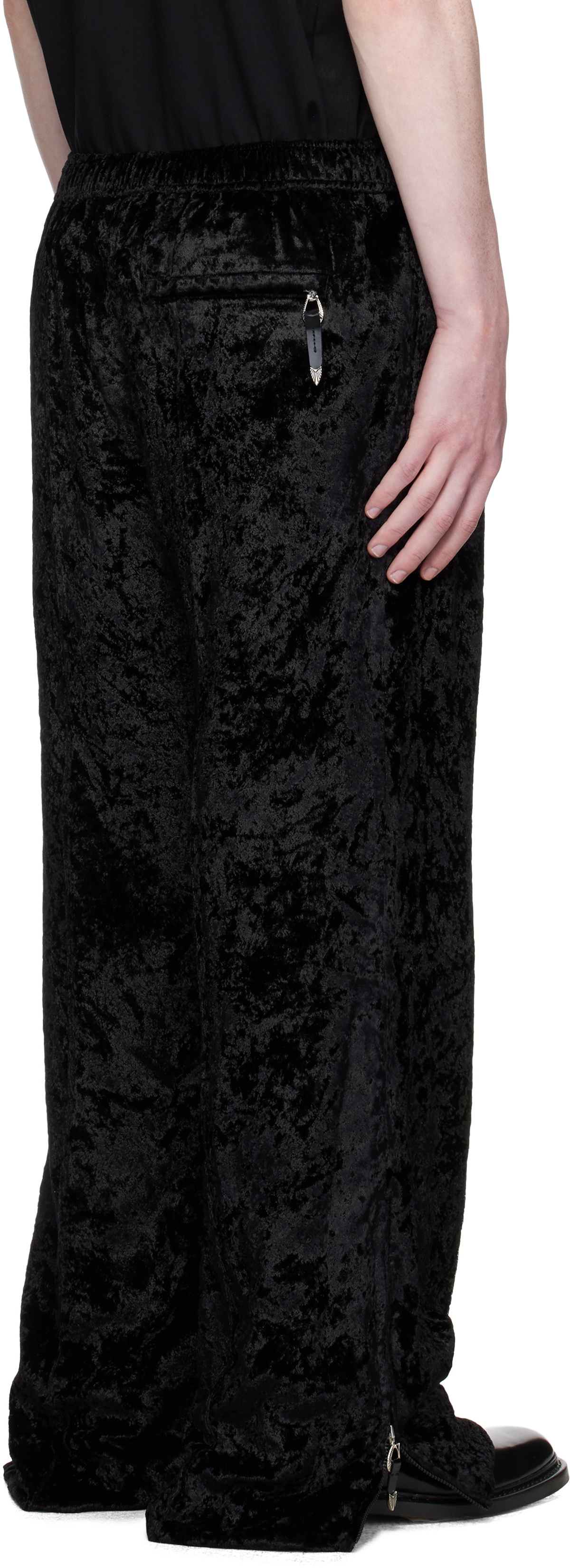Toga Virilis Black Crush Velvet Trousers