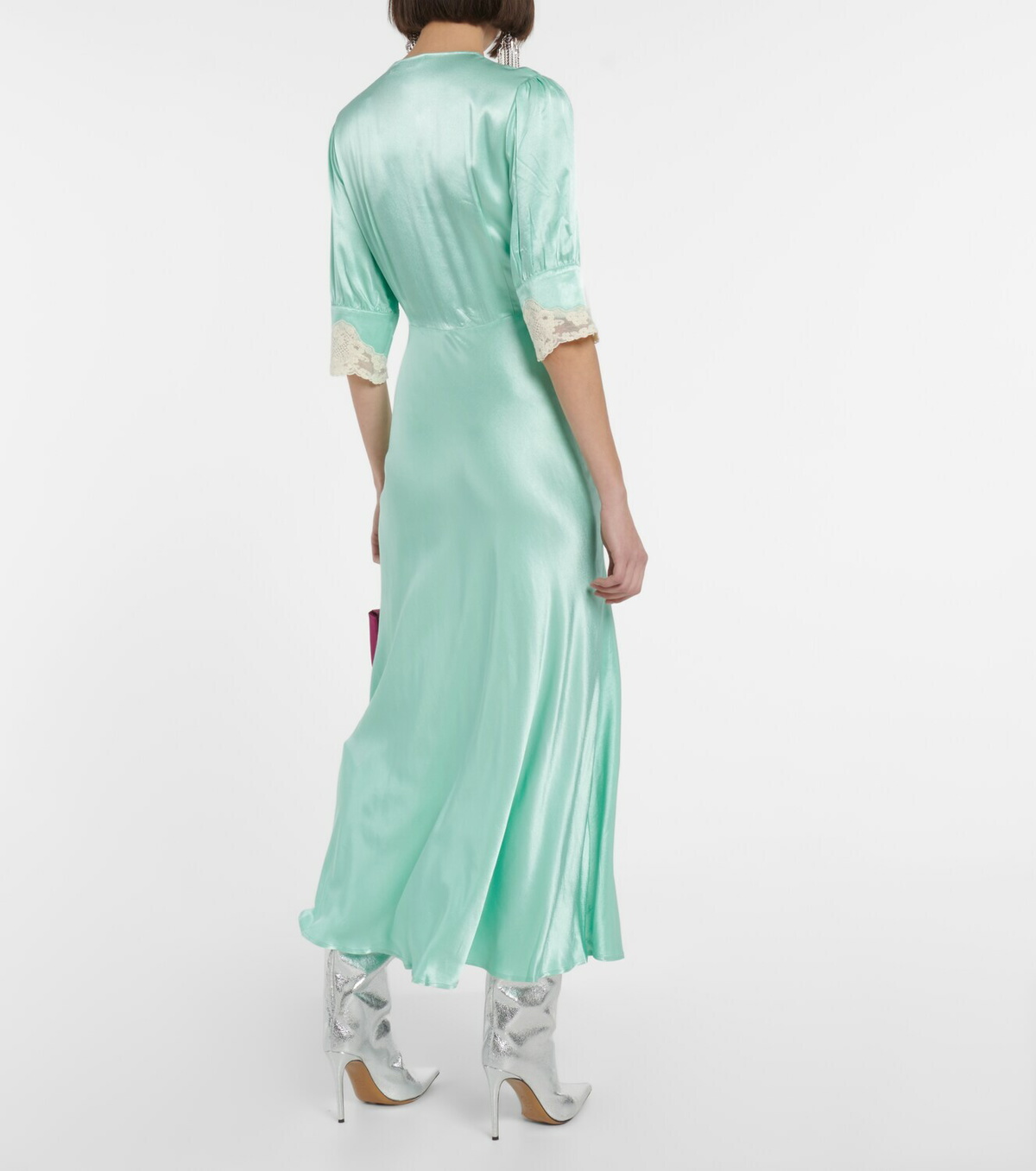 Rixo Simone lace-trimmed satin dress Rixo