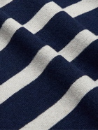 A.P.C. - Maceo Logo-Embroidered Striped Cashmere and Cotton-Blend Sweater - Blue