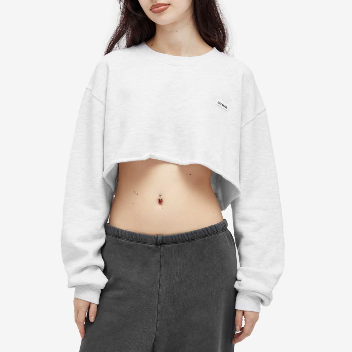 Joah Brown Women's Cut Off Logo Sweatshirt in Pearl