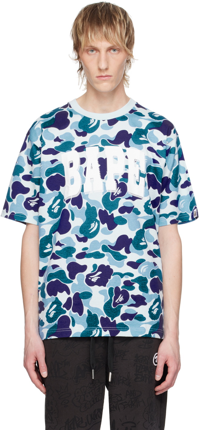 Blue shops camo bape shirt