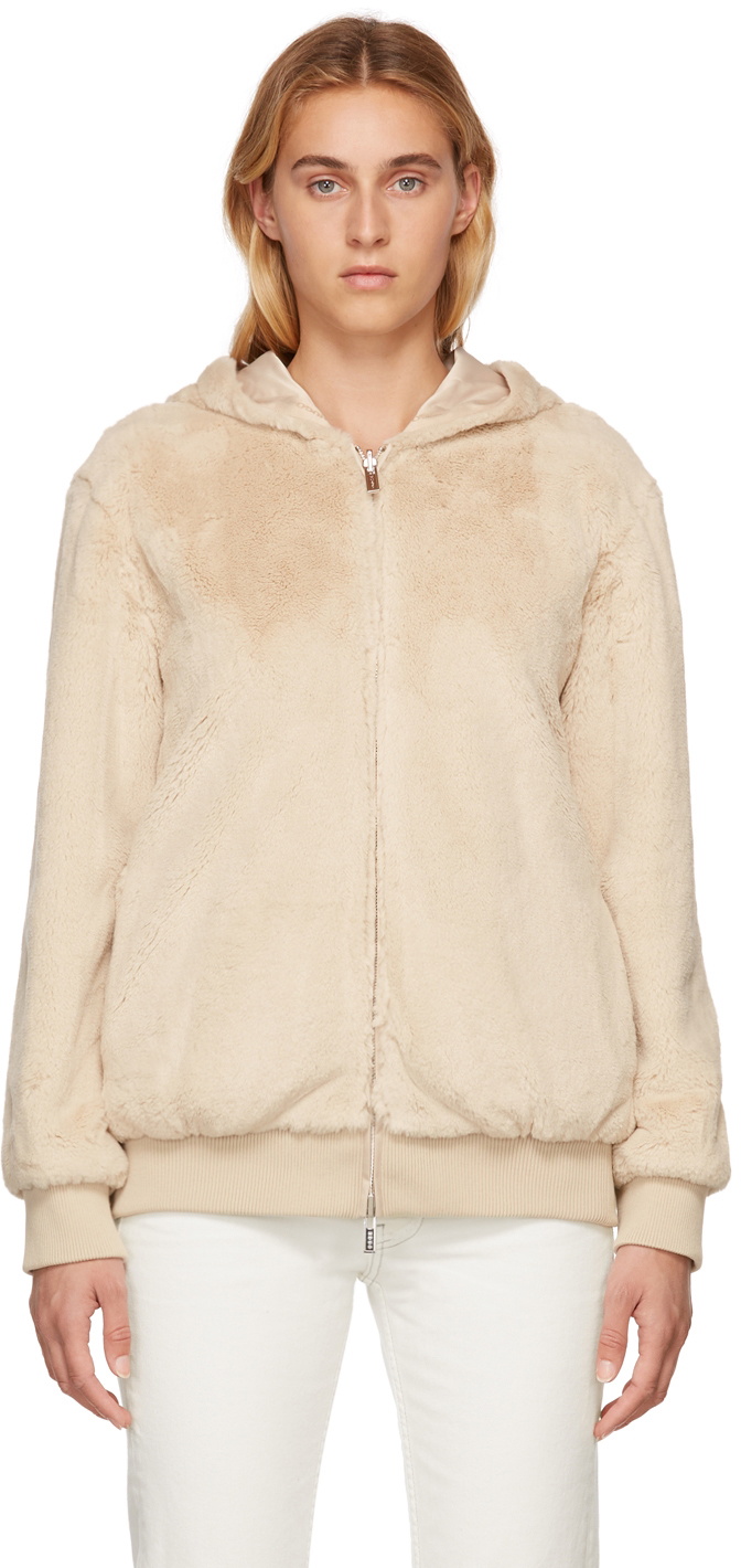 Hugo Beige Teddy Zip-Up Jacket Hugo Boss