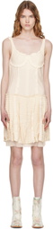 OPEN YY Off-White Flapper Pleats Midi Dress