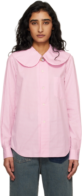 Photo: Comme des Garçons Girl Pink & White Cotton Poplin Gingham Check Shirt