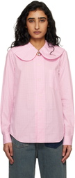 Comme des Garçons Girl Pink & White Cotton Poplin Gingham Check Shirt