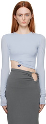 Jade Cropper Blue Cropped Long Sleeve T-Shirt