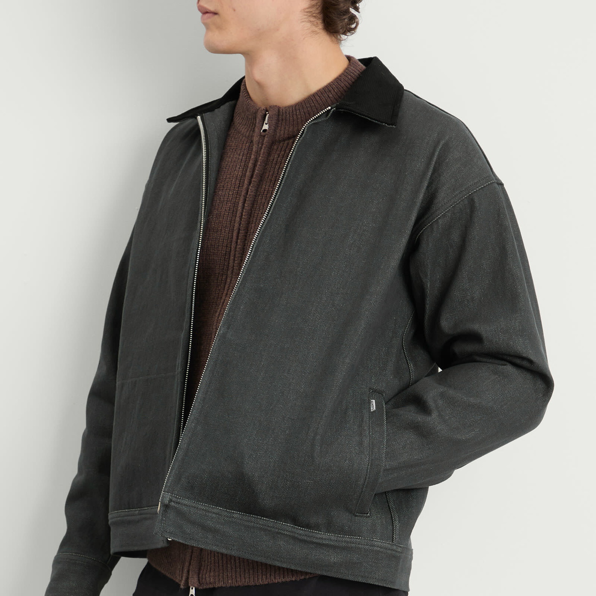 Randy's Garments Men's Randy’s Garments  Station Jacket in Washed Charcoal Cone Denim
