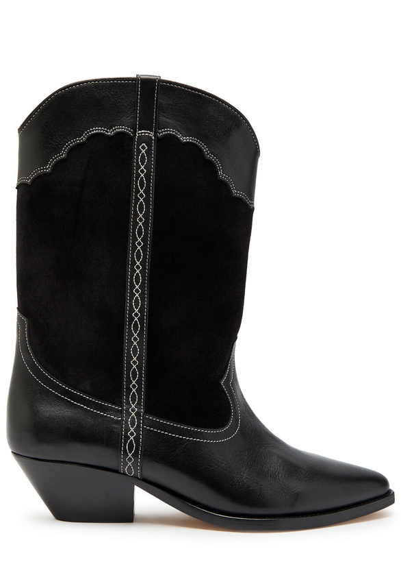 Photo: Isabel Marant Duerto Western Panelled Leather Mid-calf Boots Black